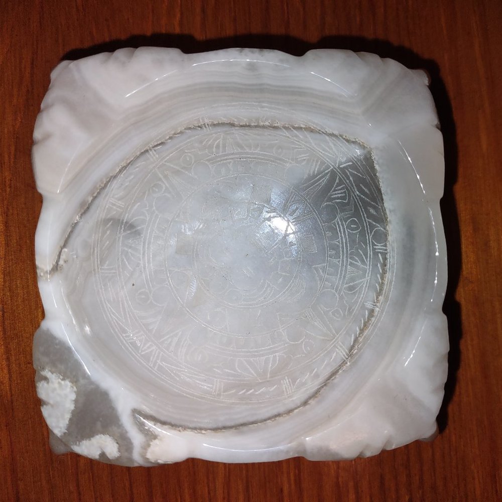 Onyx Ash Tray with Ancient Engravings